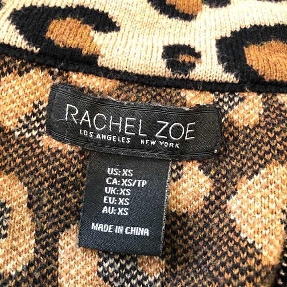 Rachel Zoe Leopard Print Zip Up Cotton Blend Sweater Jacket XS - Picture 6 of 8